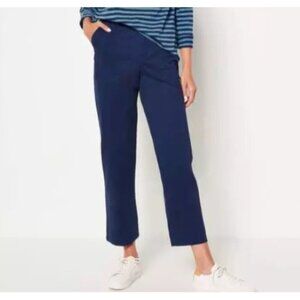 Candace Cameron Bure Womens Plus Size 26W Wide-Leg Stretch Twill Pant in Blue